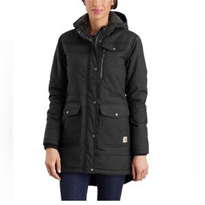 Carhartt Coat For The Ladies, Longer Coat With Hood, Pockets, Puffer Coat, Warm